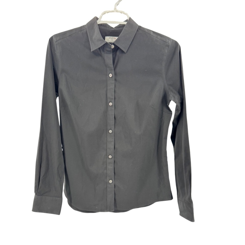 UNTUCKit Women's Bella Black Collared button up Shirt 4 office preppy layering